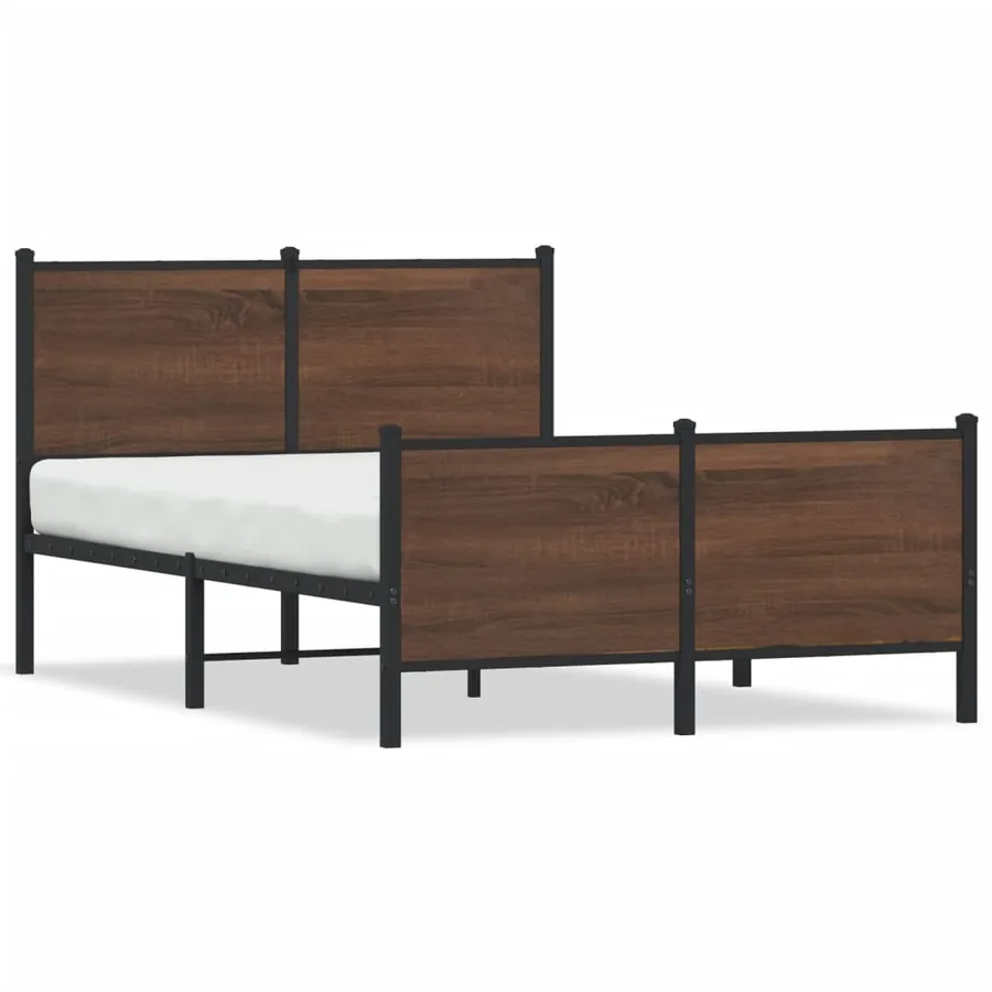 Cadre de lit en métal sans matelas chêne marron 137x190 cm - 2