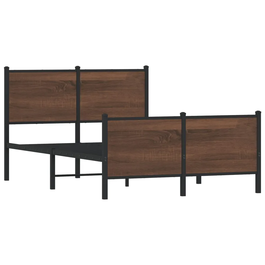 Cadre de lit en métal sans matelas chêne marron 137x190 cm - 3