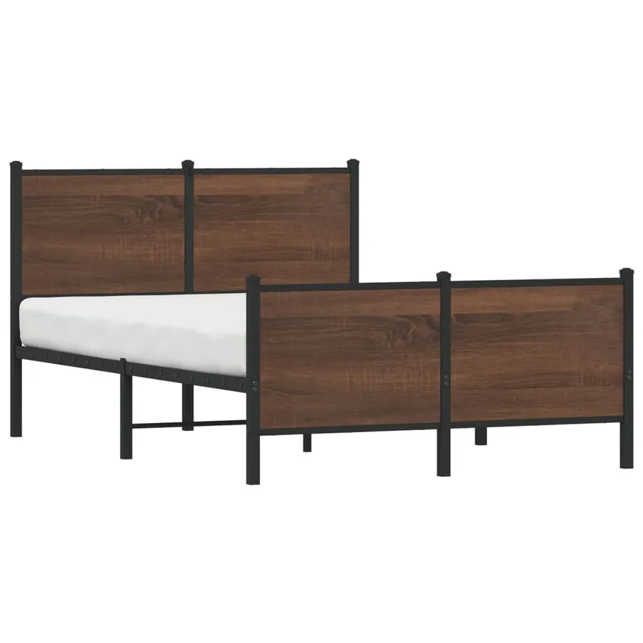 Cadre de lit en métal sans matelas chêne marron 137x190 cm - 4