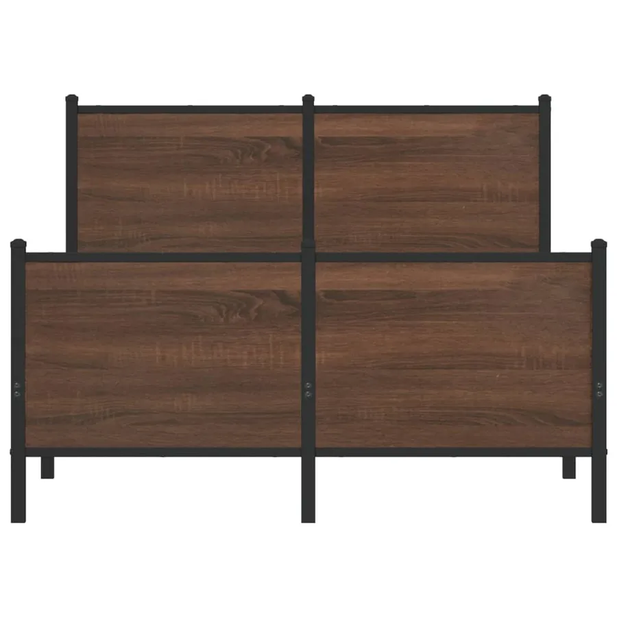 Cadre de lit en métal sans matelas chêne marron 137x190 cm - 5