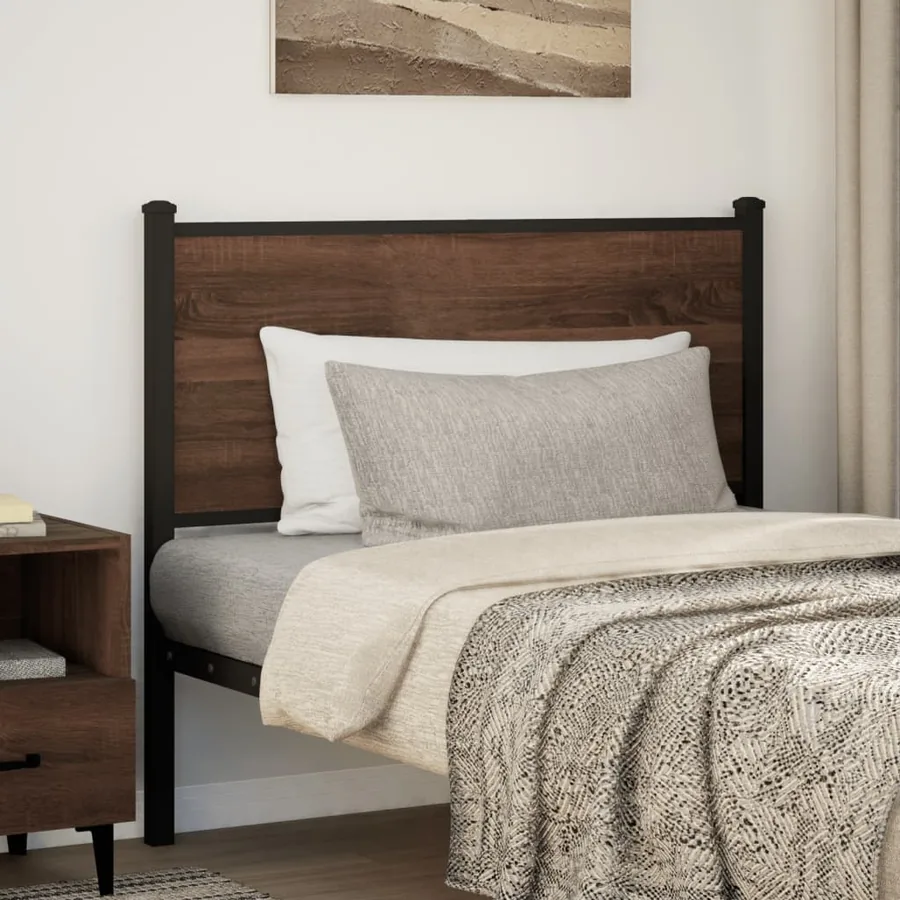 Tête de lit de remplacement chêne marron 100 cm bois d'ingénierie et acier - 2
