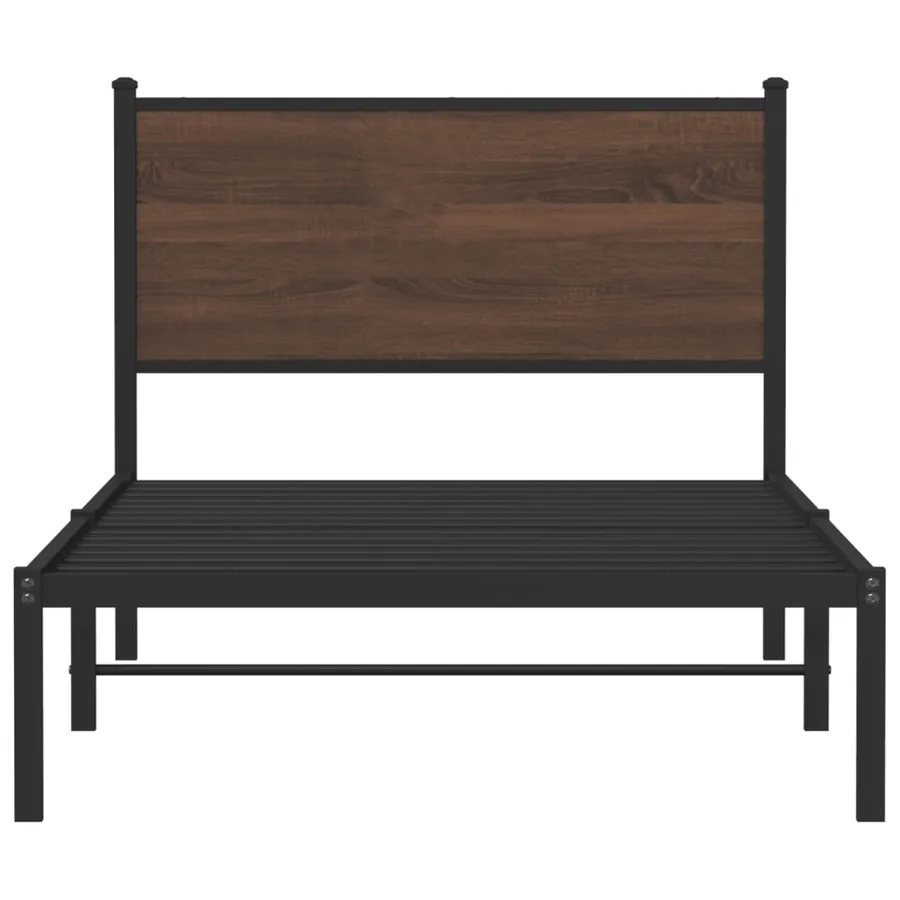 Cadre de lit en métal sans matelas chêne marron 107x203 cm - 5