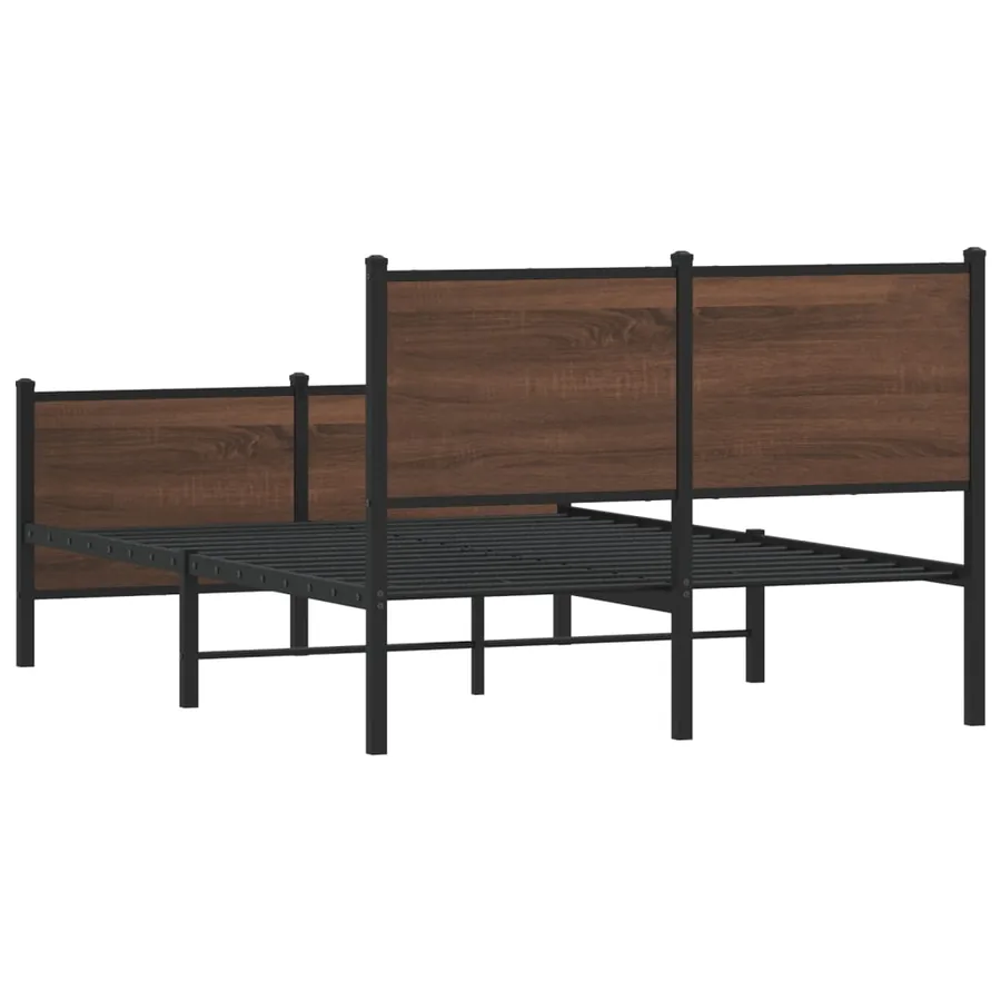 Cadre de lit en métal sans matelas chêne marron 120x190 cm - 5
