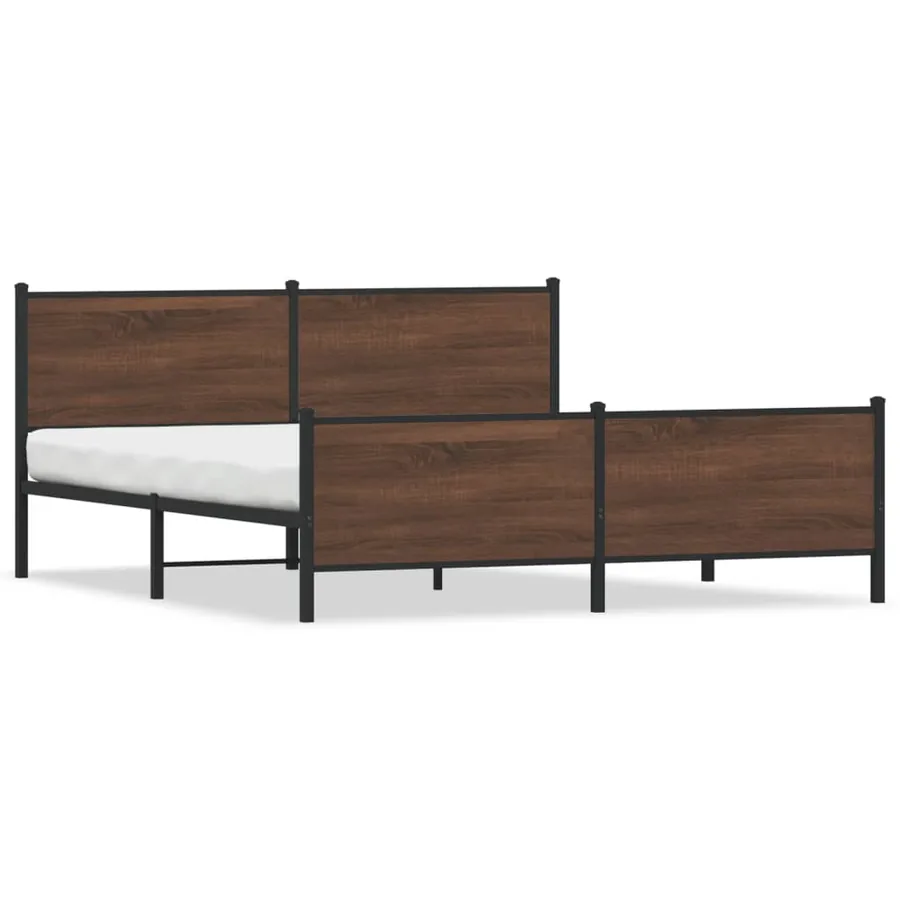 Cadre de lit en métal sans matelas chêne marron 193x203 cm - 2