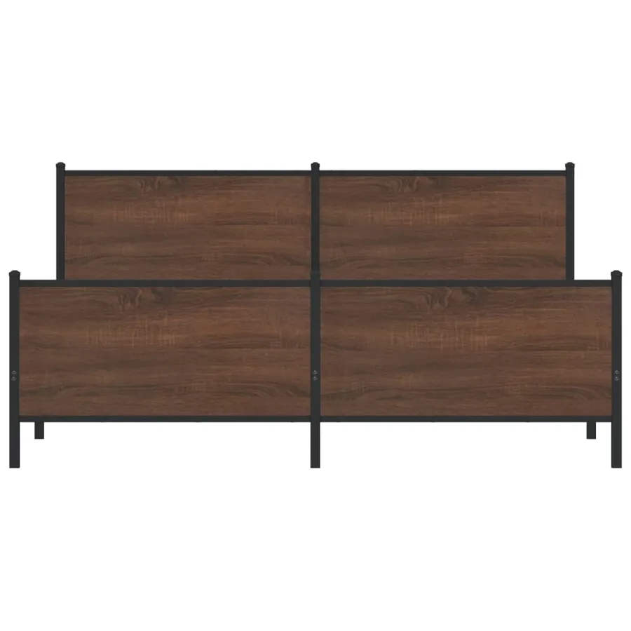 Cadre de lit en métal sans matelas chêne marron 193x203 cm - 5