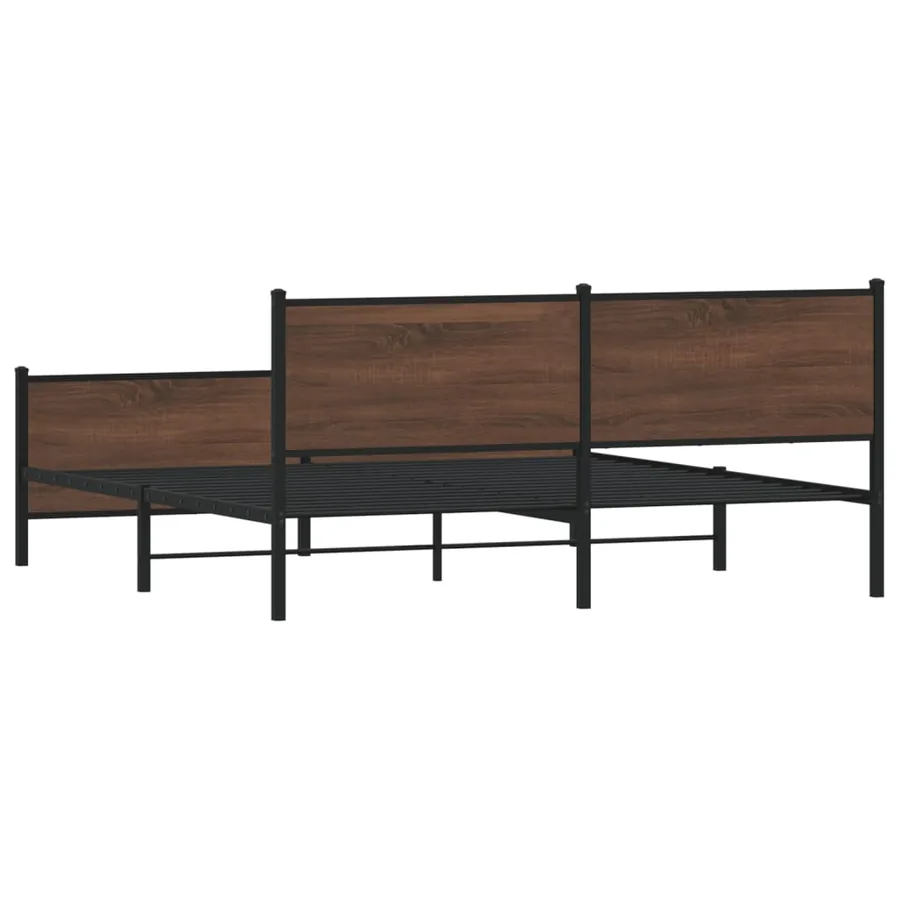 Cadre de lit en métal sans matelas chêne marron 193x203 cm - 7