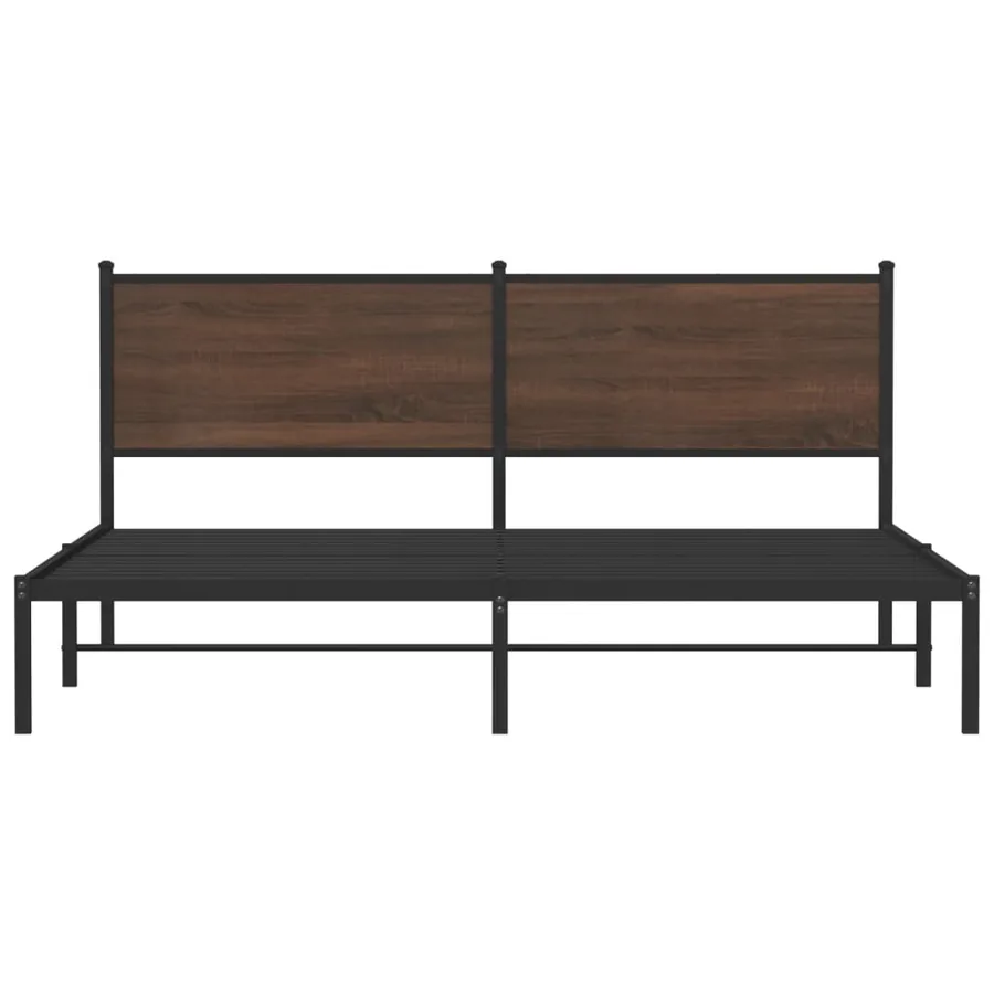Cadre de lit en métal sans matelas chêne marron 160x200 cm - 5