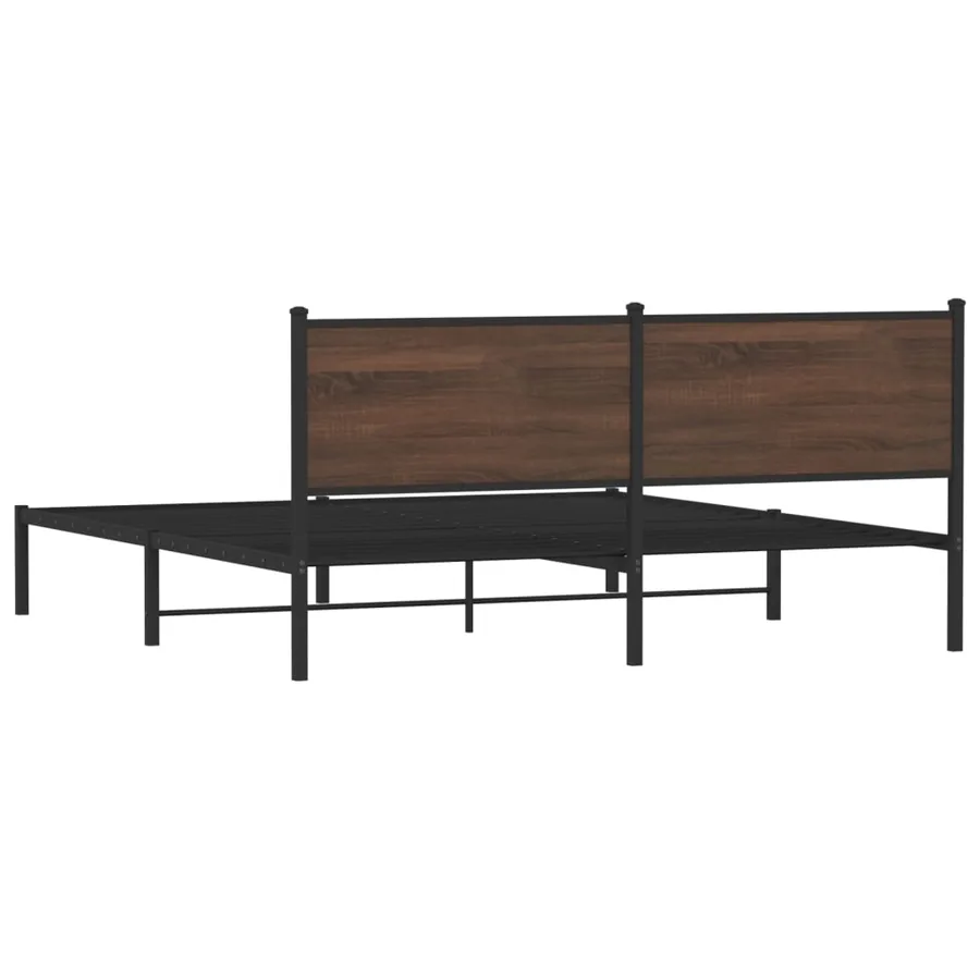 Cadre de lit en métal sans matelas chêne marron 160x200 cm - 7