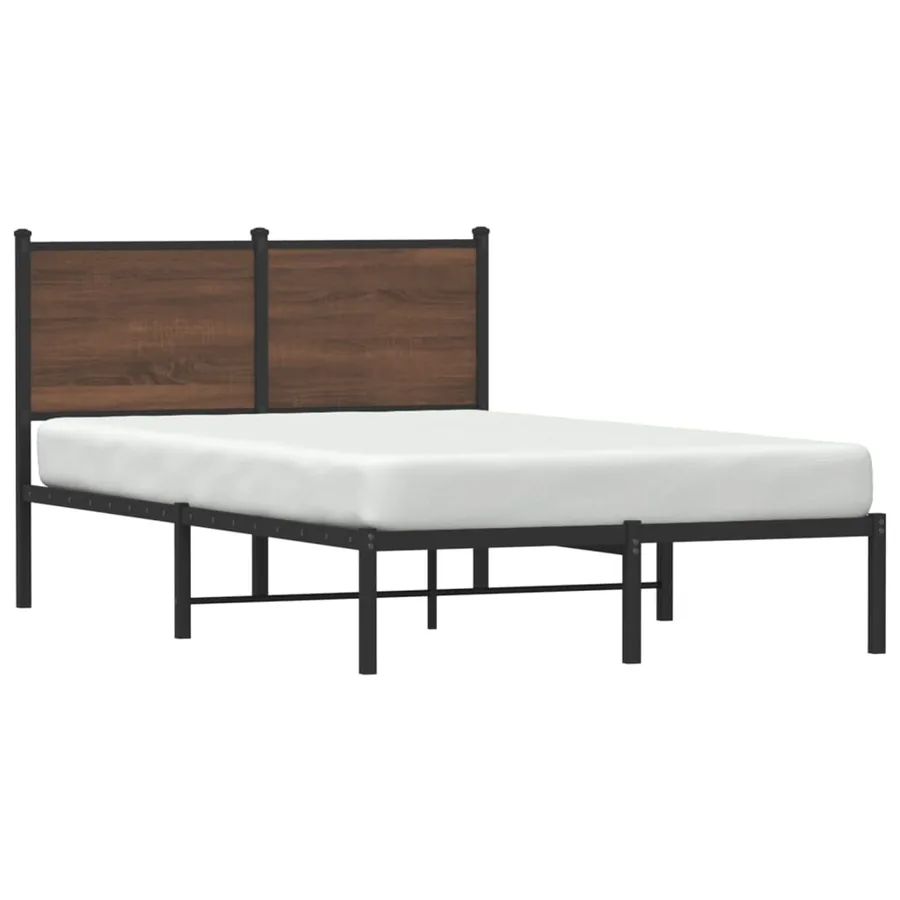 Cadre de lit en métal sans matelas chêne marron 120x200 cm - 4