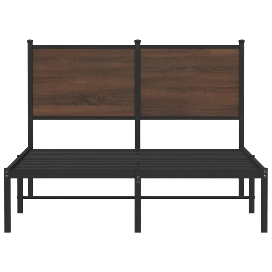 Cadre de lit en métal sans matelas chêne marron 120x200 cm - 5