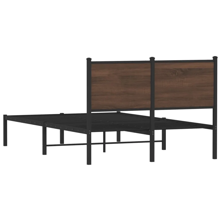 Cadre de lit en métal sans matelas chêne marron 120x200 cm - 7