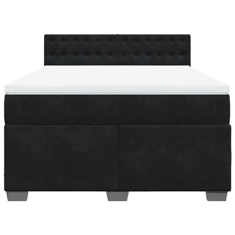 Sommier à lattes de lit avec matelas Noir 140x200 cm Velours - 6