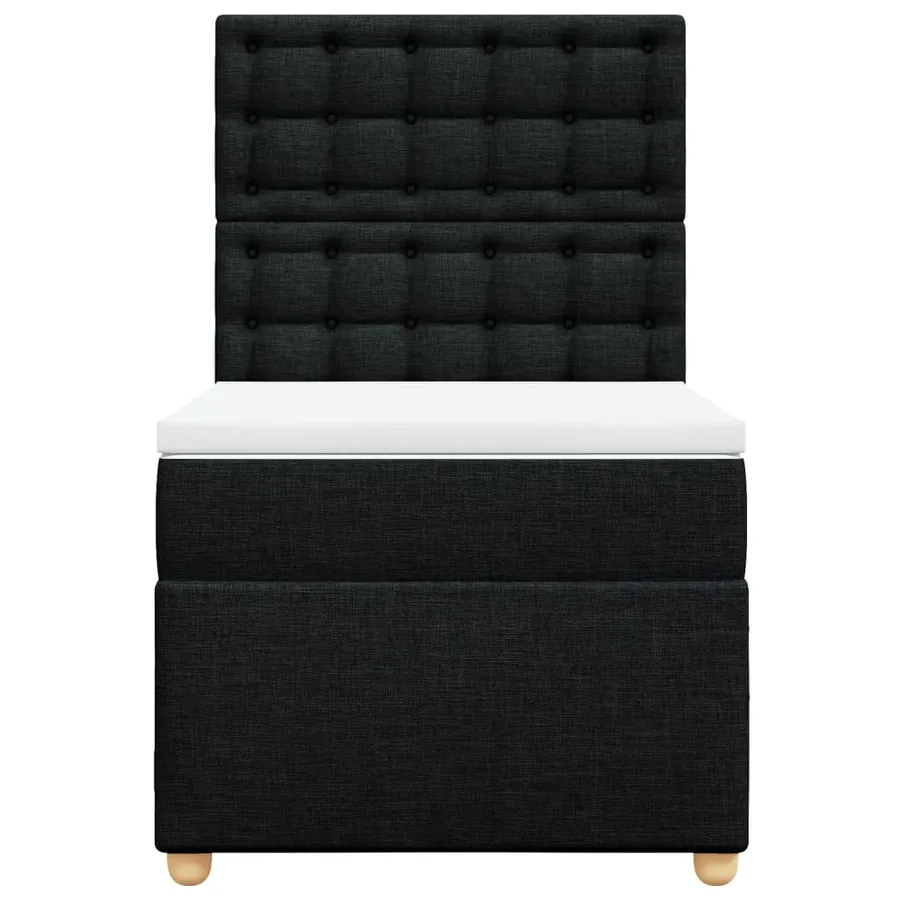 Sommier à lattes de lit avec matelas Noir 100x200 cm Tissu - 4