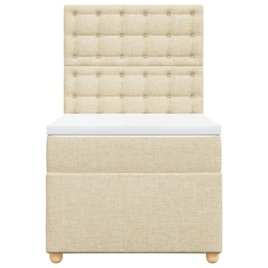 Sommier à lattes de lit avec matelas Crème 100x200 cm Tissu - 6
