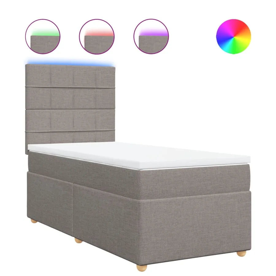 Sommier à lattes de lit avec matelas Taupe 100x200 cm Tissu - 2