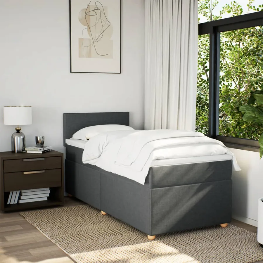 Sommier à lattes de lit avec matelas Gris foncé 100x200cm Tissu - 3