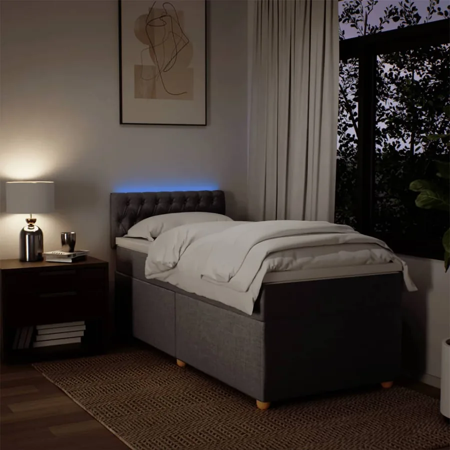 Sommier à lattes de lit avec matelas Taupe 100x200 cm Tissu - 5