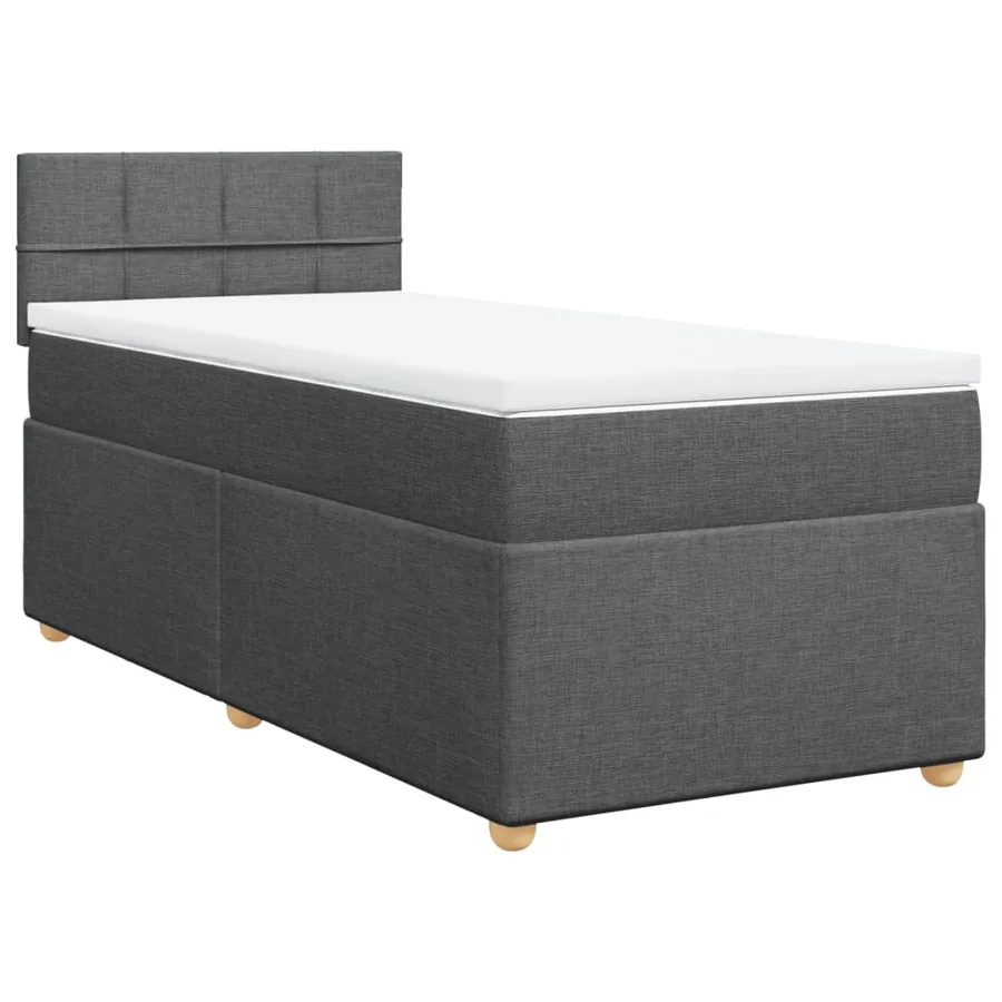 Sommier à lattes de lit avec matelas Gris foncé 90x200 cm Tissu - 3