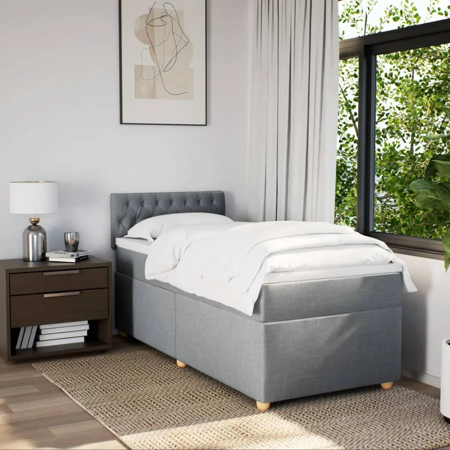 Sommier à lattes de lit avec matelas Gris clair 100x200cm Tissu - 3