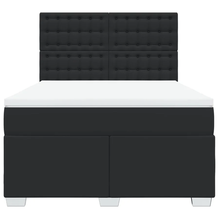 Sommier à lattes de lit avec matelas Noir 140x190 cm Similicuir - 6