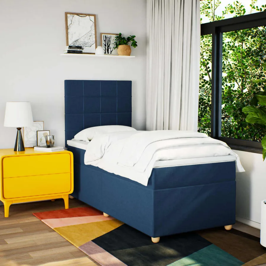 Sommier à lattes de lit avec matelas Bleu 90x200 cm Tissu - 3