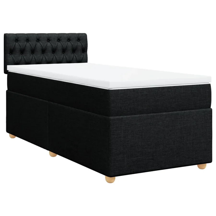 Sommier à lattes de lit avec matelas Noir 90x200 cm Tissu - 2