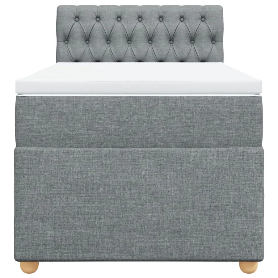 Sommier à lattes de lit avec matelas Gris clair 90x200 cm Tissu - 6