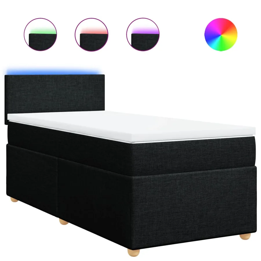 Sommier à lattes de lit avec matelas Noir 90x200 cm Tissu - 2