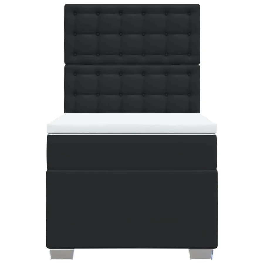 Sommier à lattes de lit avec matelas Noir 90x200 cm Similicuir - 4