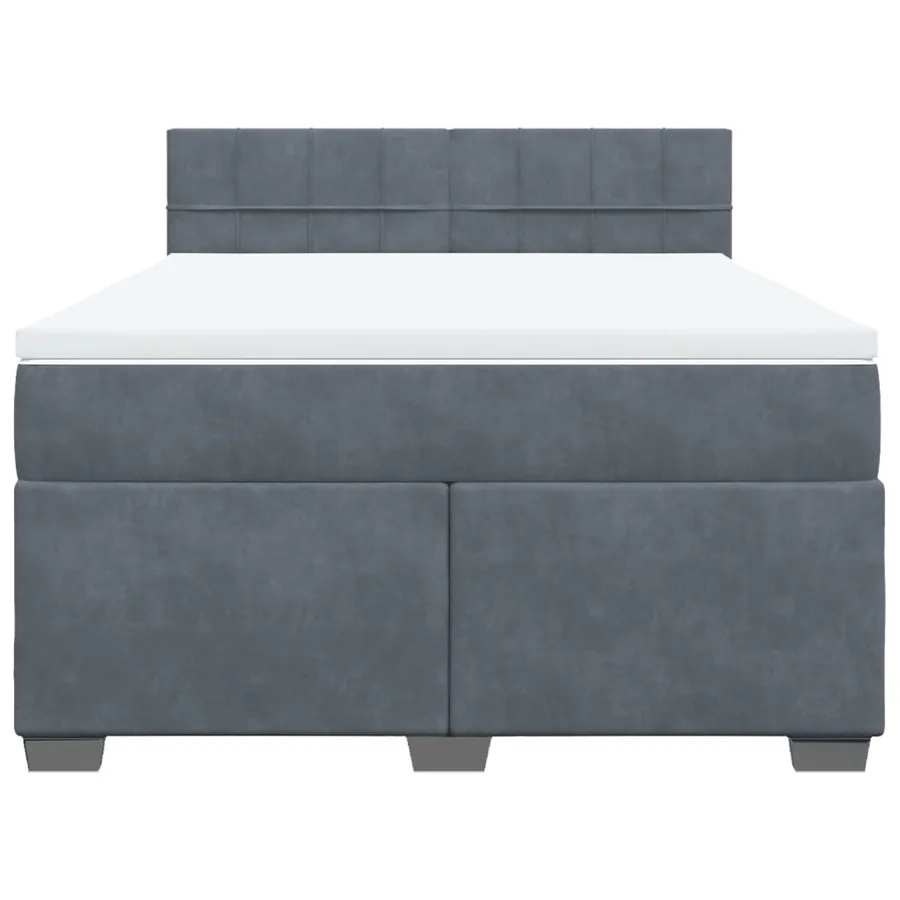 Sommier à lattes de lit et matelas Gris foncé 140x200cm Velours - 4
