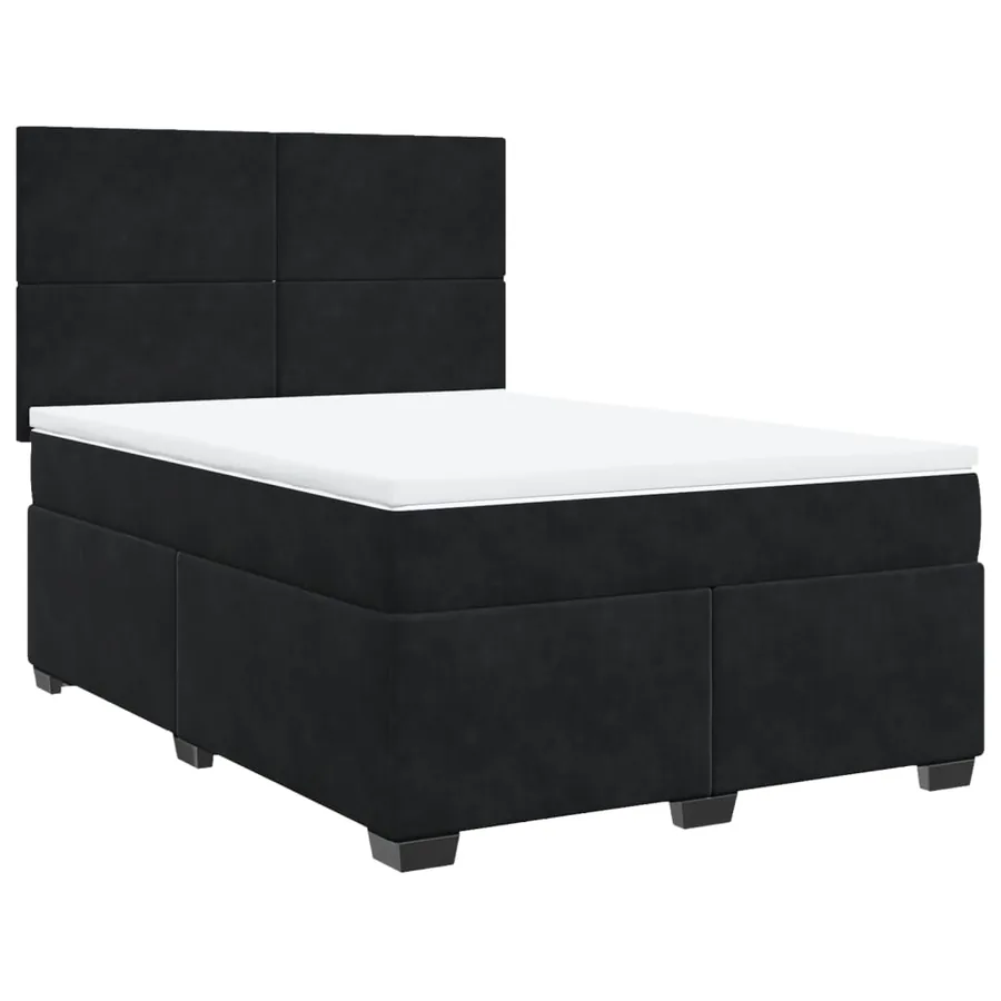 Sommier à lattes de lit avec matelas Noir 140x200 cm Velours - 2