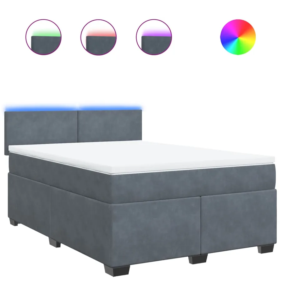 Sommier à lattes de lit et matelas Gris foncé 140x200cm Velours - 2