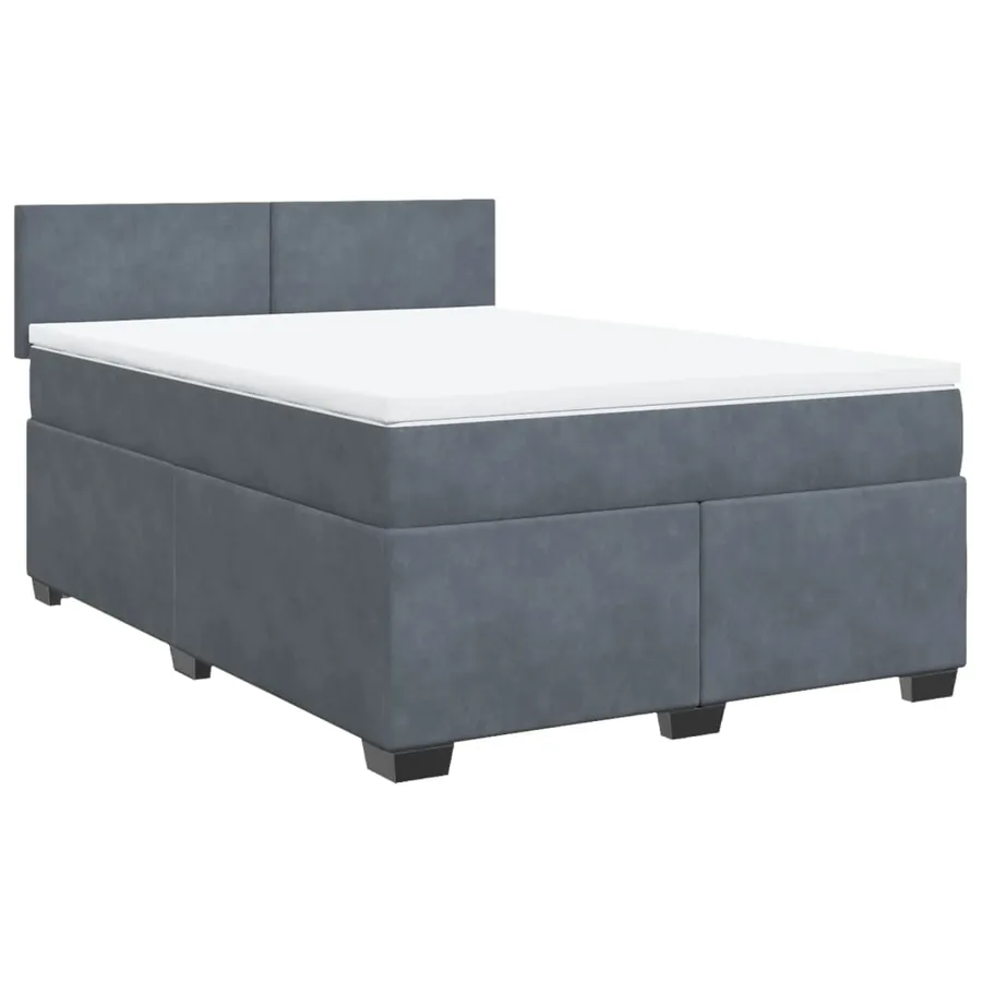 Sommier à lattes de lit et matelas Gris foncé 140x200cm Velours - 3