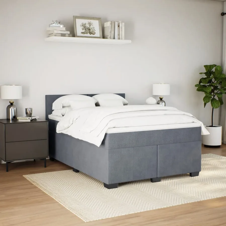 Sommier à lattes de lit et matelas Gris foncé 140x200cm Velours - 5