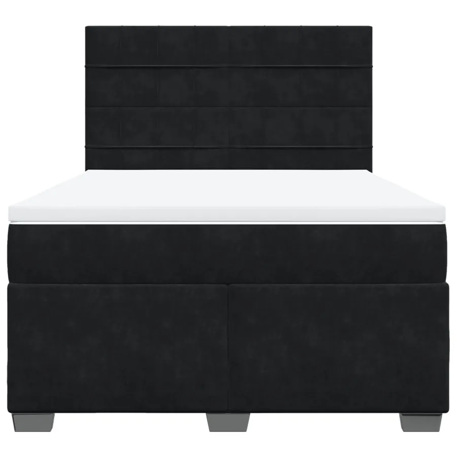 Sommier à lattes de lit avec matelas Noir 140x200 cm Velours - 4