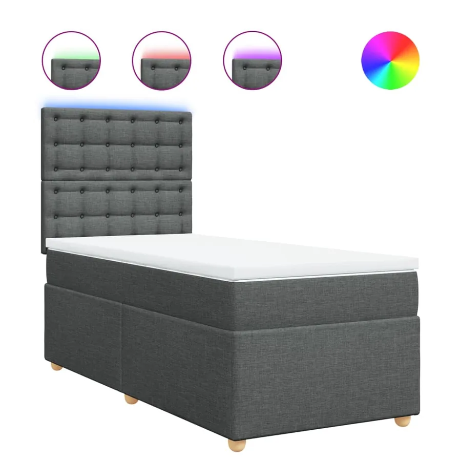 Sommier à lattes de lit avec matelas Gris foncé 100x200cm Tissu - 2