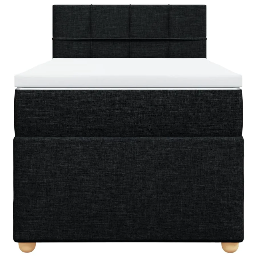 Sommier à lattes de lit avec matelas Noir 100x200 cm Tissu - 4