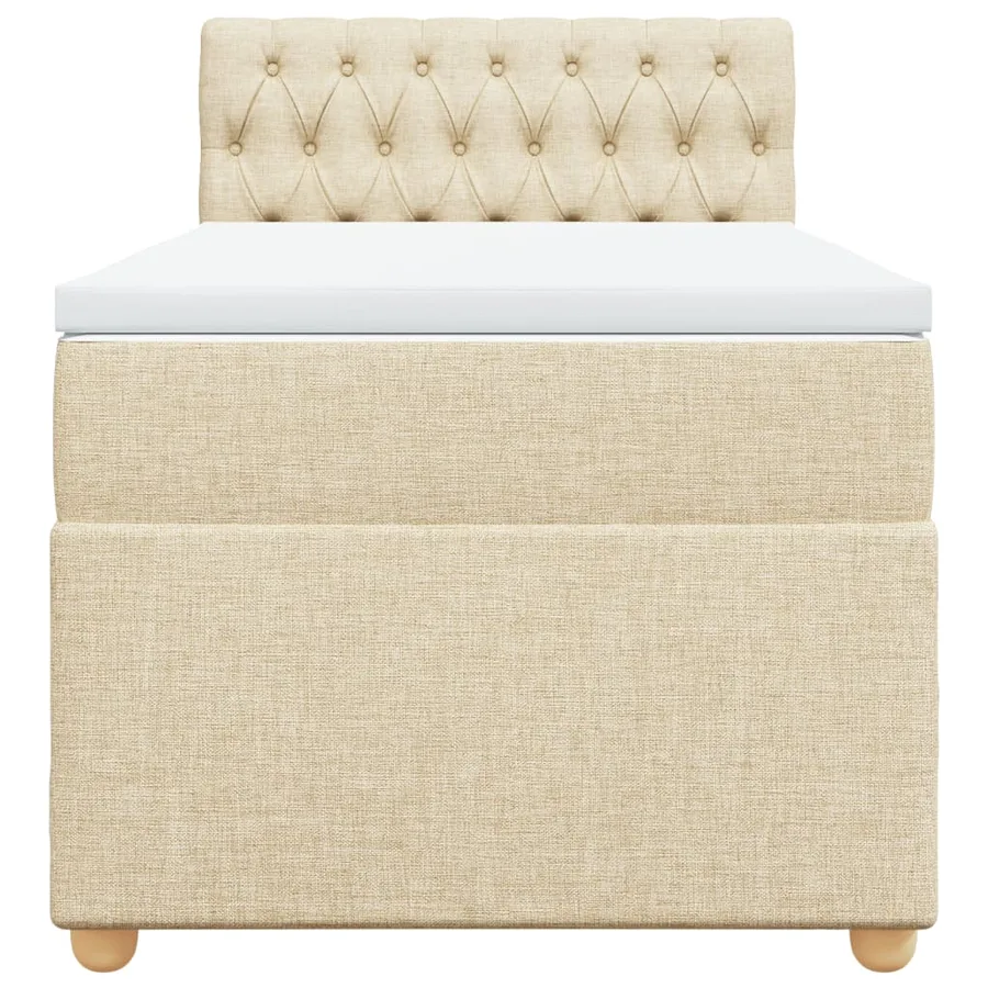 Sommier à lattes de lit avec matelas Crème 100x200 cm Tissu - 4