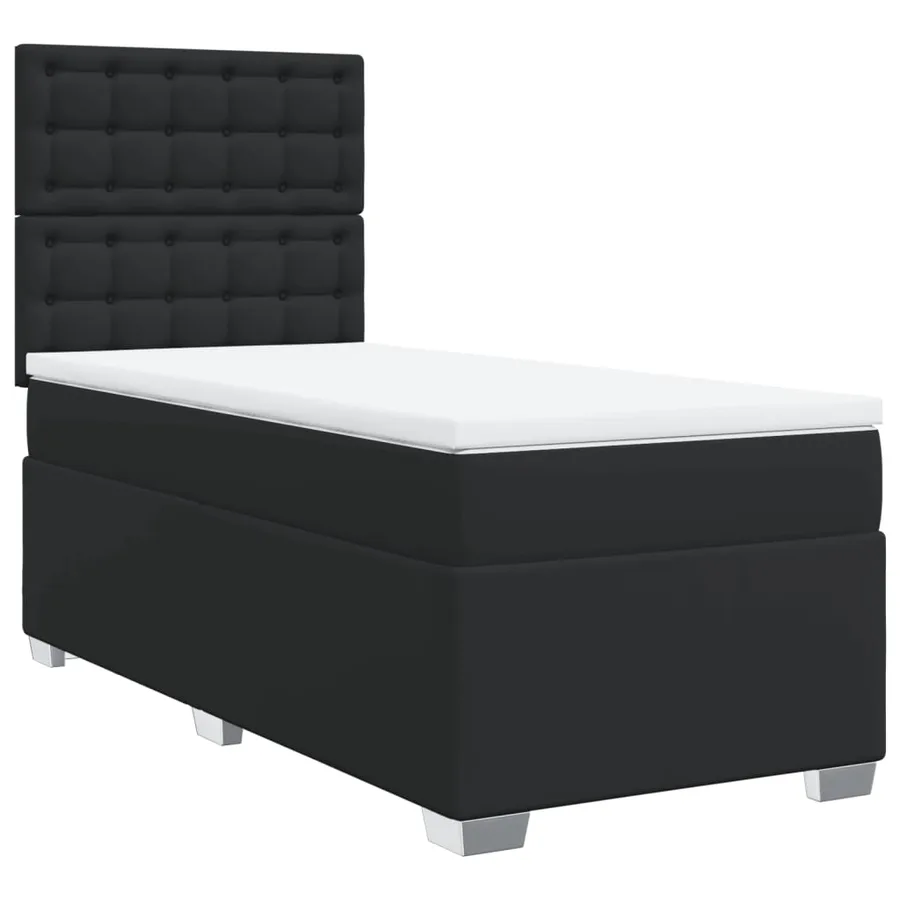 Sommier à lattes de lit avec matelas Noir 100x200 cm Similicuir - 3