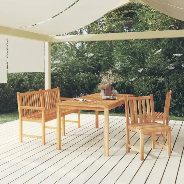 Ensemble à manger de jardin 4 pcs Bois de teck massif