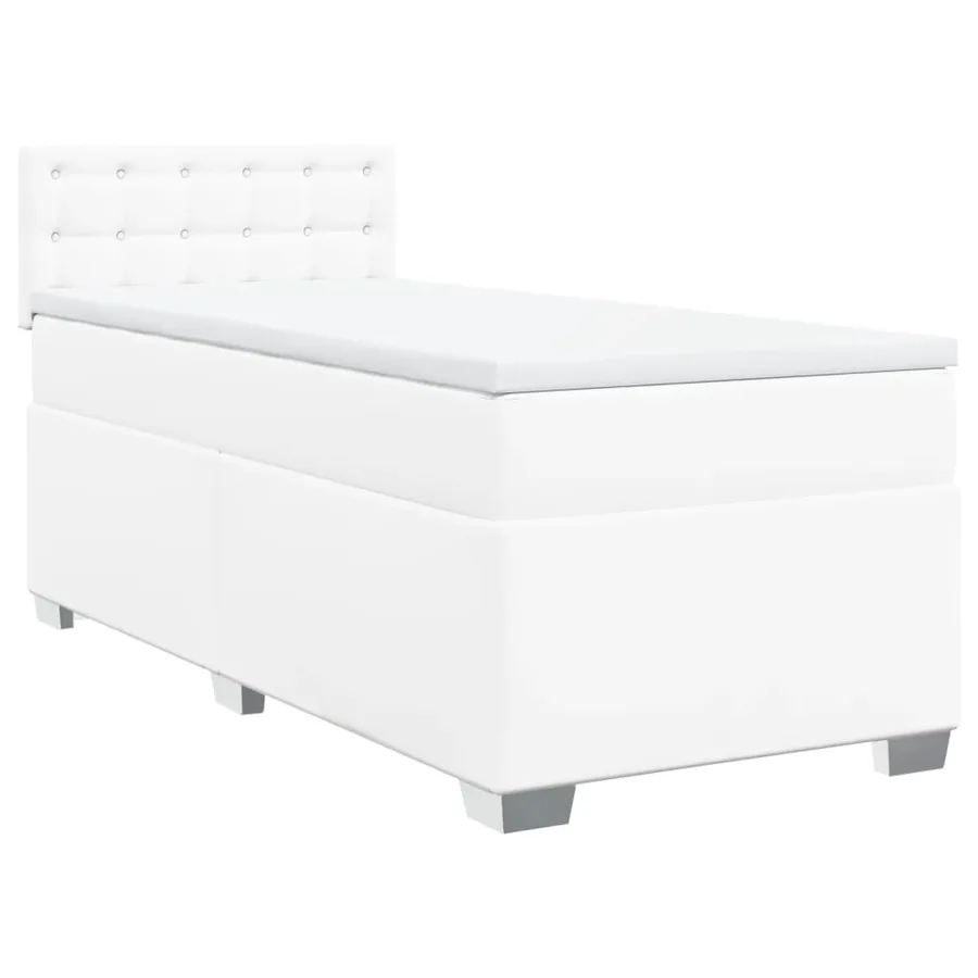 Sommier à lattes de lit avec matelas Blanc 90x200 cm Similicuir - 3