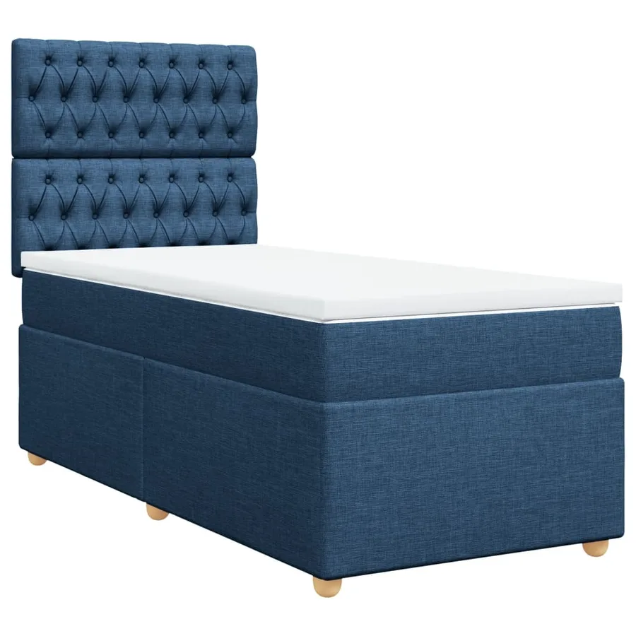 Sommier à lattes de lit avec matelas Bleu 90x200 cm Tissu - 2