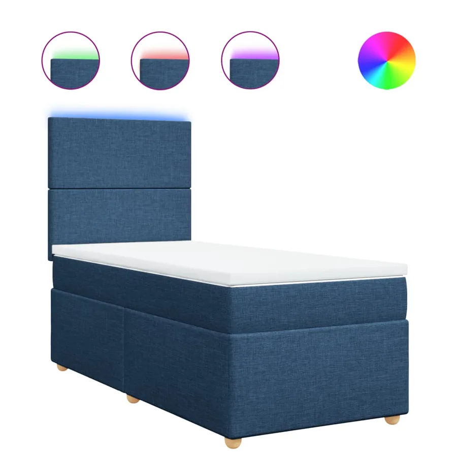 Sommier à lattes de lit avec matelas Bleu 90x200 cm Tissu - 2