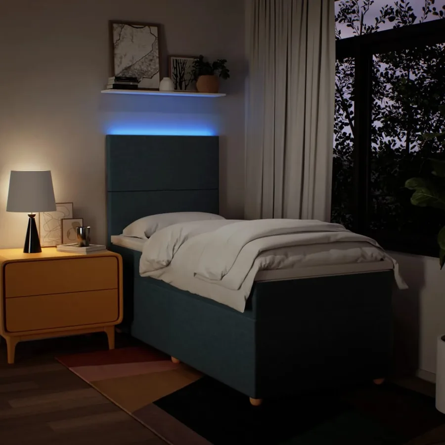 Sommier à lattes de lit avec matelas Bleu 90x200 cm Tissu - 4