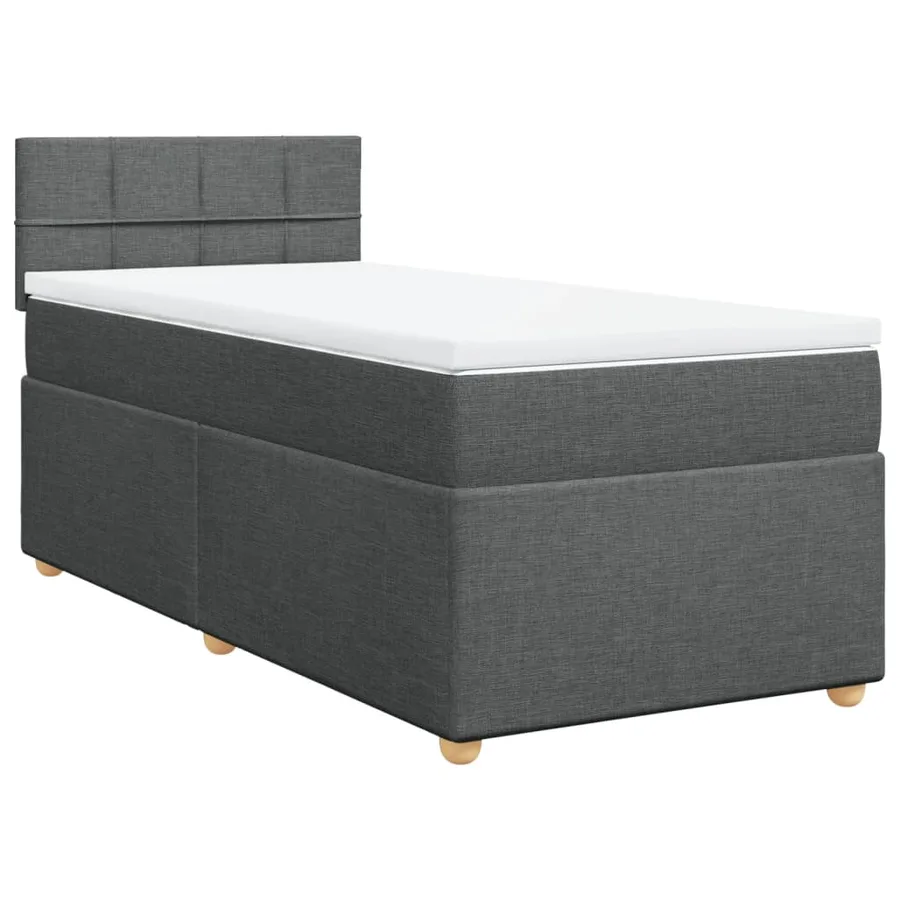 Sommier à lattes de lit avec matelas Gris foncé 90x200 cm Tissu - 2