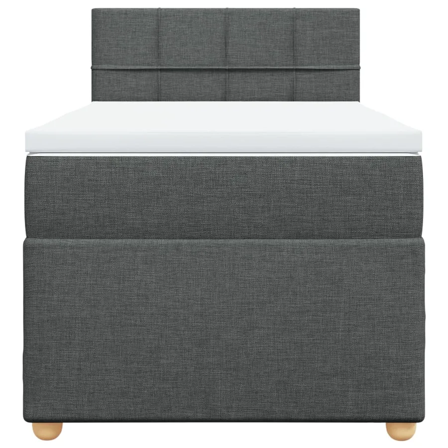 Sommier à lattes de lit avec matelas Gris foncé 90x200 cm Tissu - 4