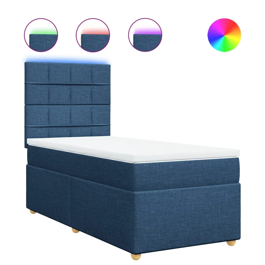 Sommier à lattes de lit avec matelas Bleu 90x200 cm Tissu - 2