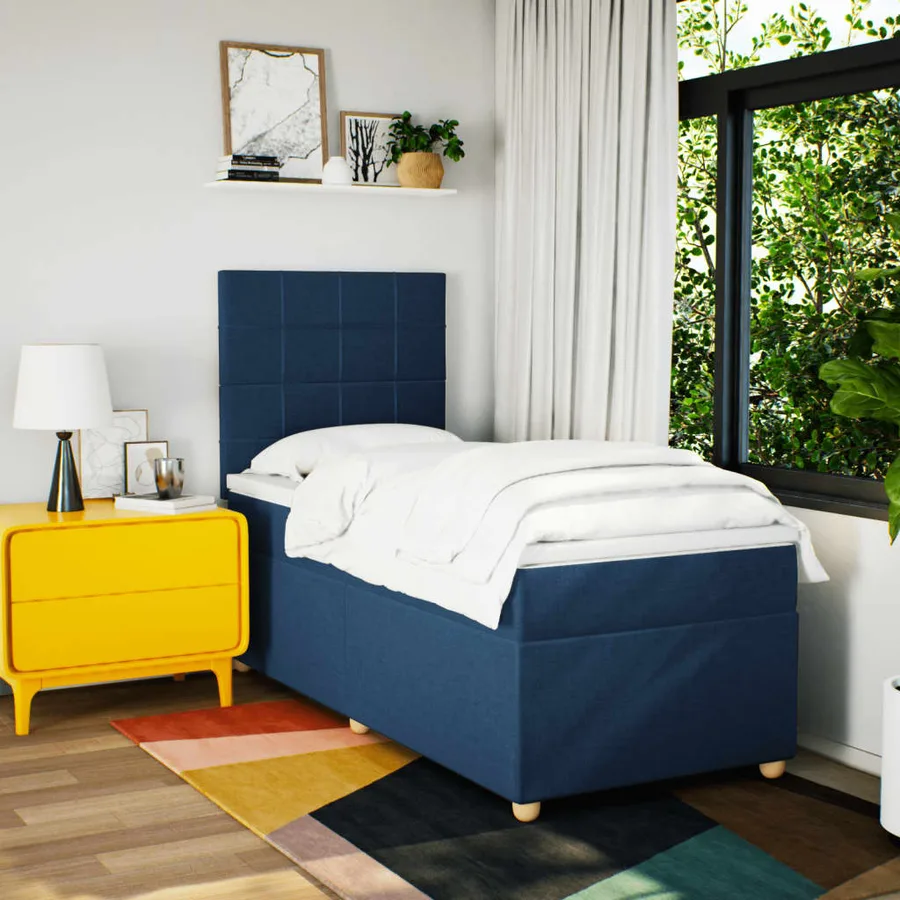 Sommier à lattes de lit avec matelas Bleu 90x200 cm Tissu - 5