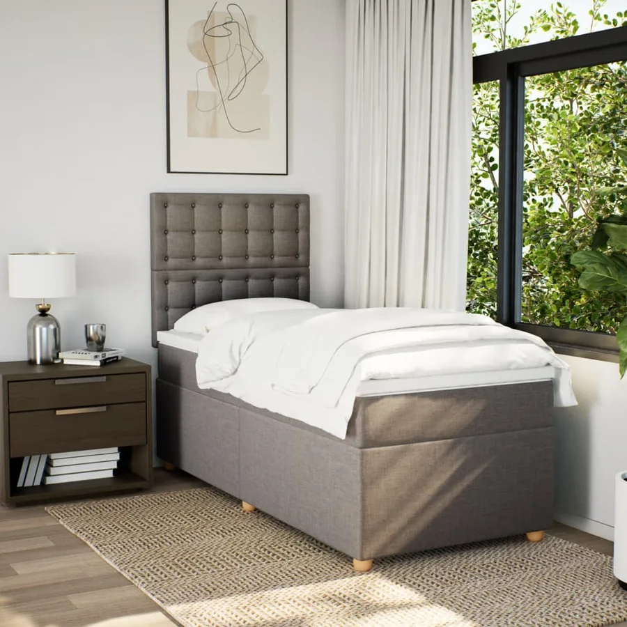Sommier à lattes de lit avec matelas Taupe 90x200 cm Tissu - 5