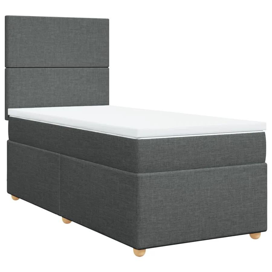 Sommier à lattes de lit avec matelas Gris foncé 90x200 cm Tissu - 3